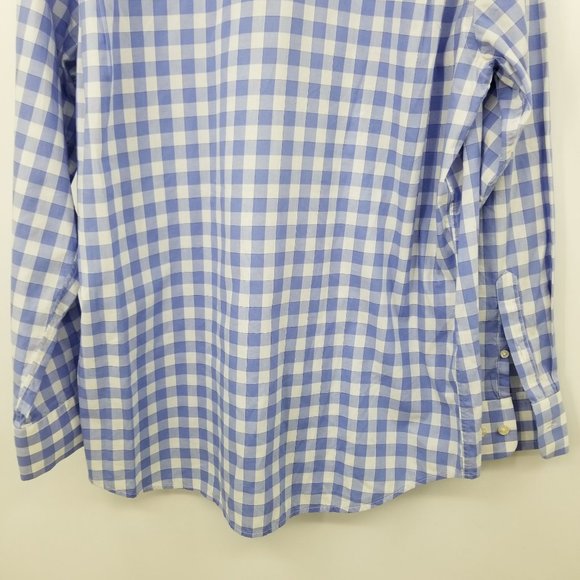 Cafe Coton Exclusive Blue and White Plaid Button Down Dress Shirt 43 / 17 - Picture 9 of 11